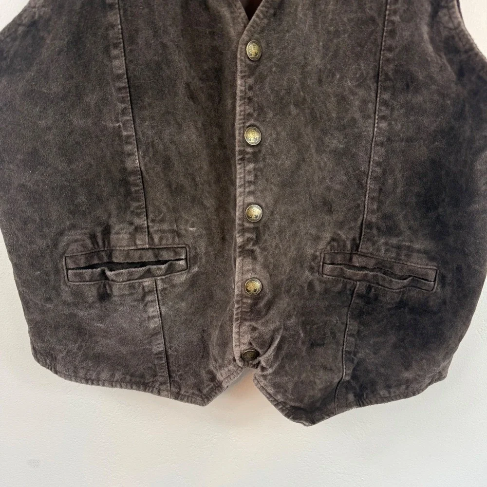 Cody James Leather Vest Brown Distressed Western Cowboy Boho Rugged Rodeo Mens L